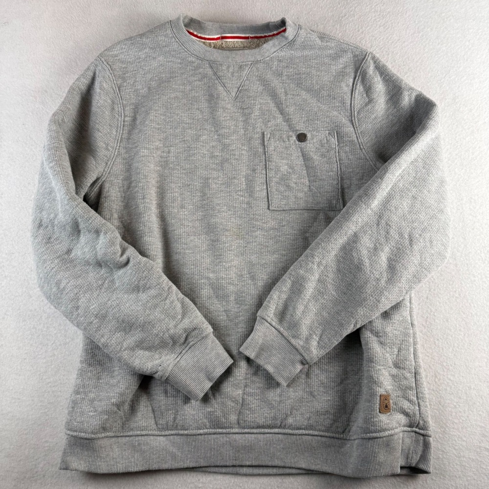Coleman Mens Gray Sherpa Lined Crewneck Sweatshirt Waffle Knit Pocket Size M
